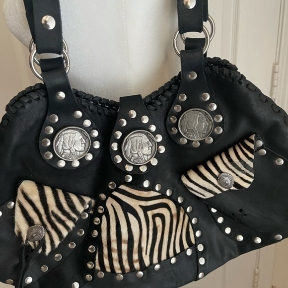 RARE 1913 Liberty Buffalo Indian head coin concho hippie biker leather bag - Picture 3 of 11